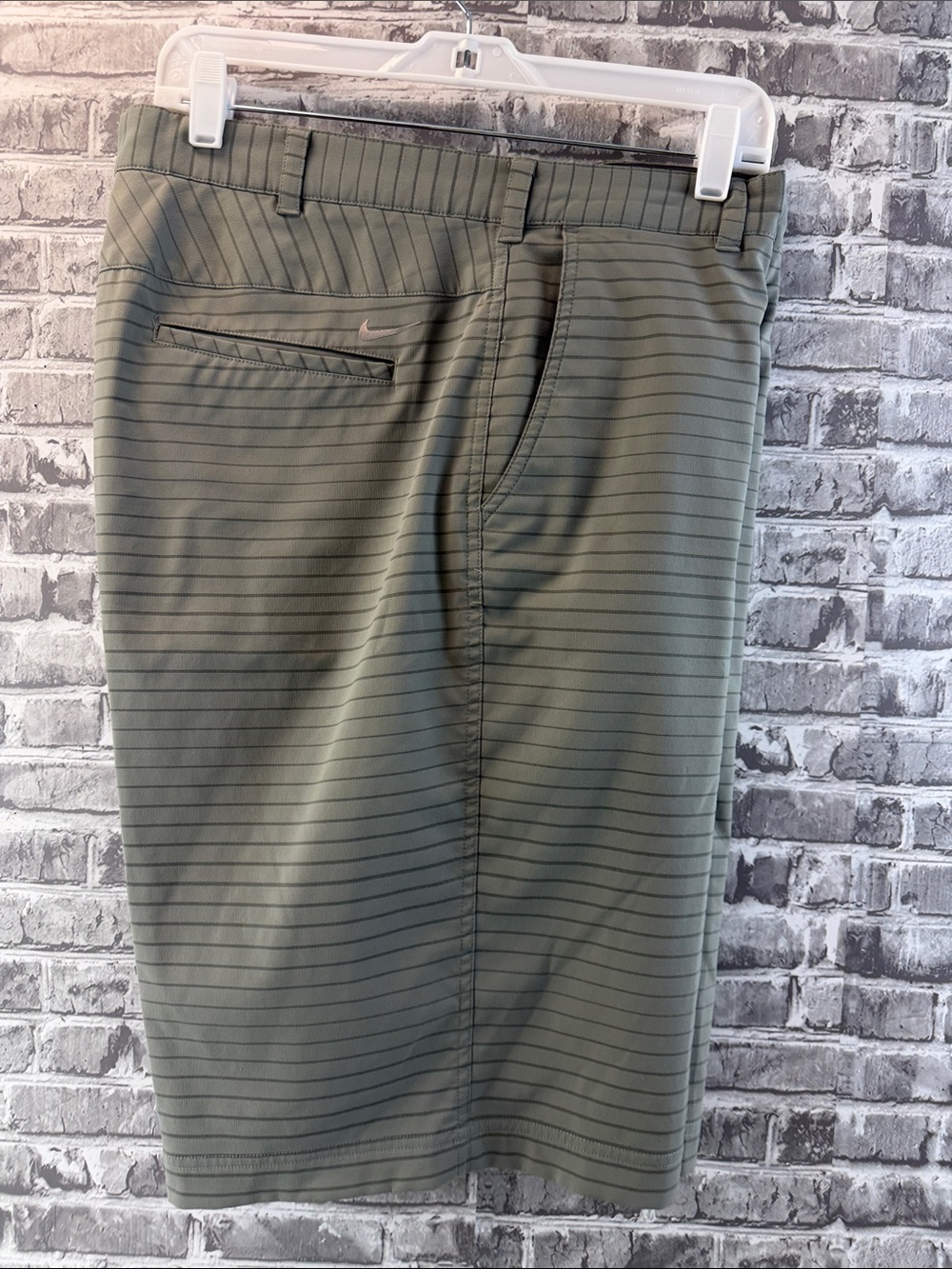 Nike Golf Olive Green Thin-Striped Golf Shorts